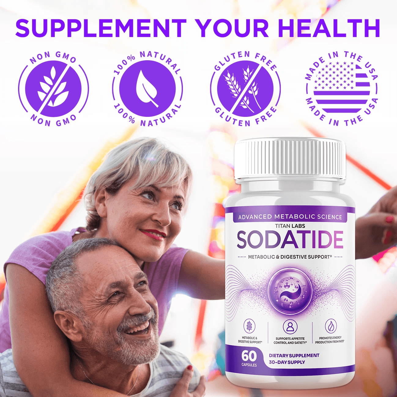 six white supplement bottles with purple labels arranged in two rows, dietary supplement best value 